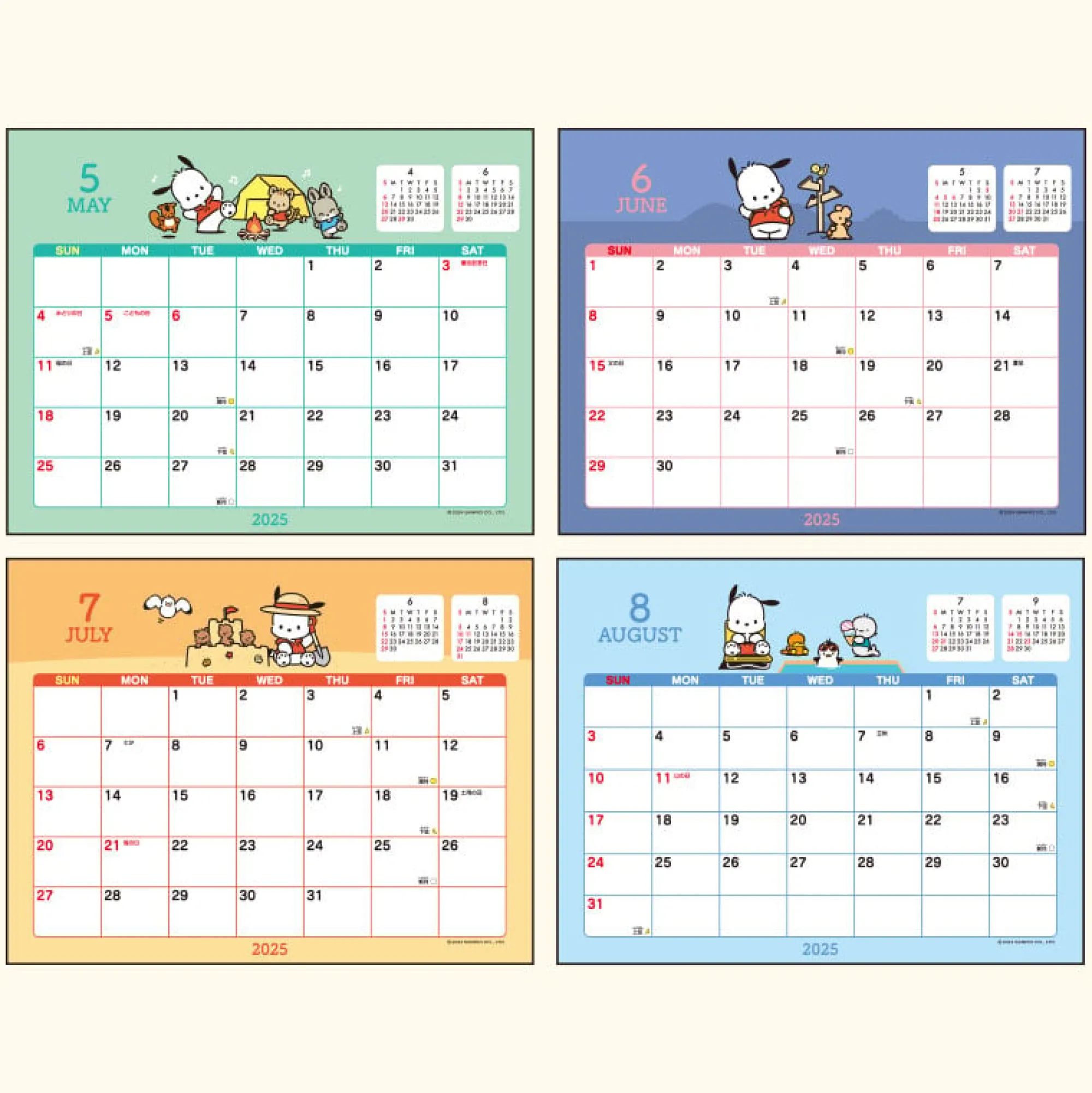 Japan Original Pochacco 2025 Desk Calendar