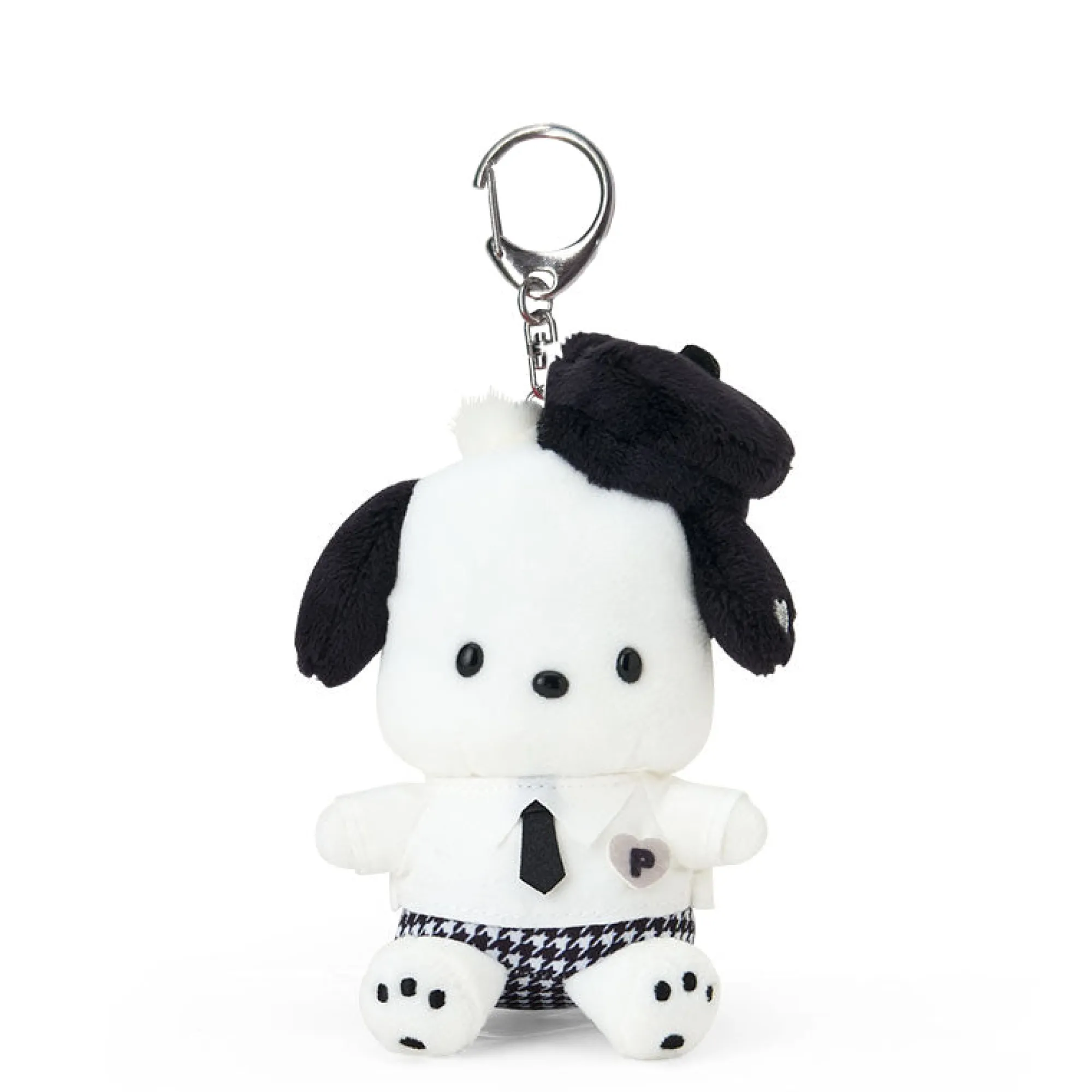 Japan Original Pochacco Plush Mascot Keychain (Silver Houndstooth Series)