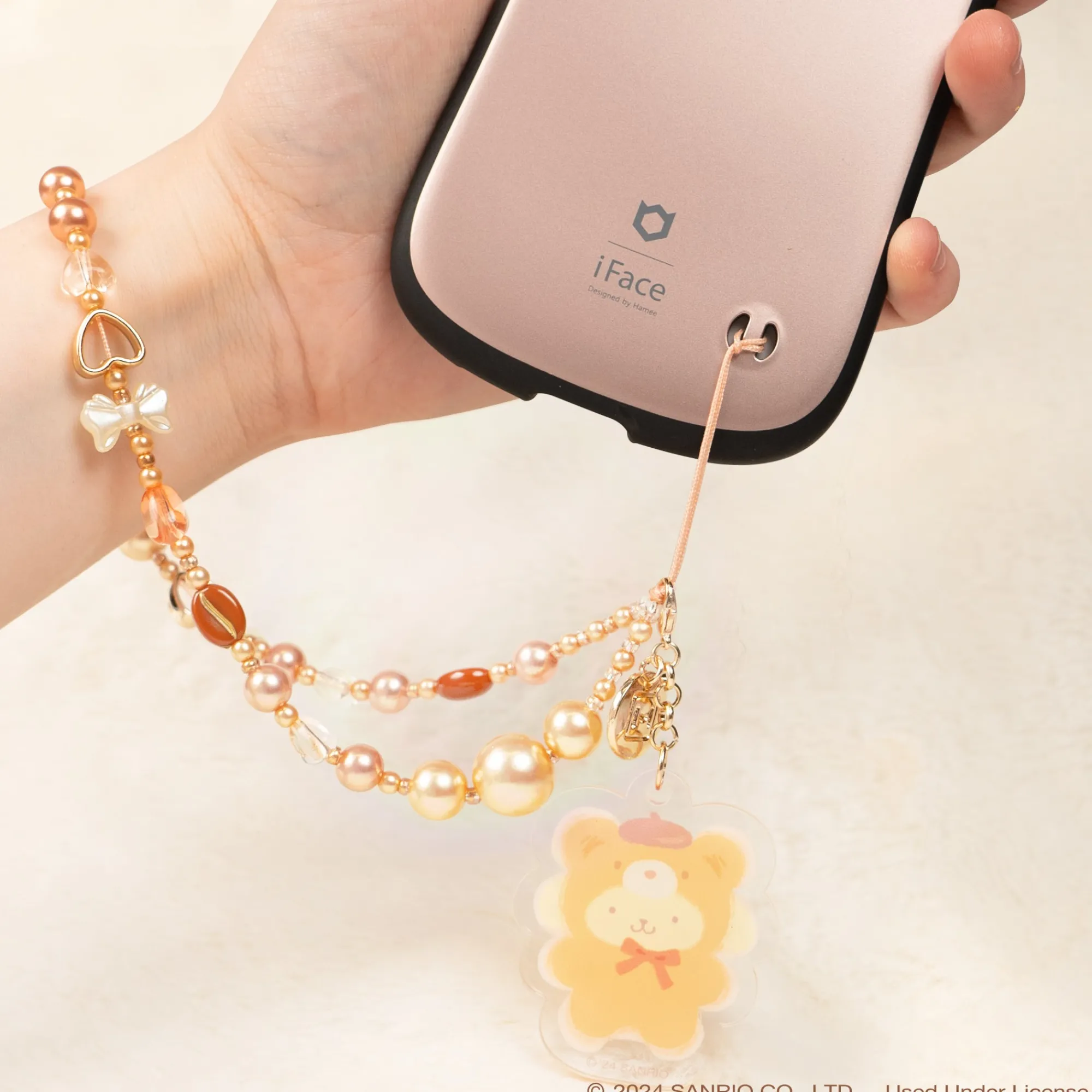 Hamee.com - Hamee US Pompompurin Latte Bear Beaded Charm Mobile Phone Wrist Strap