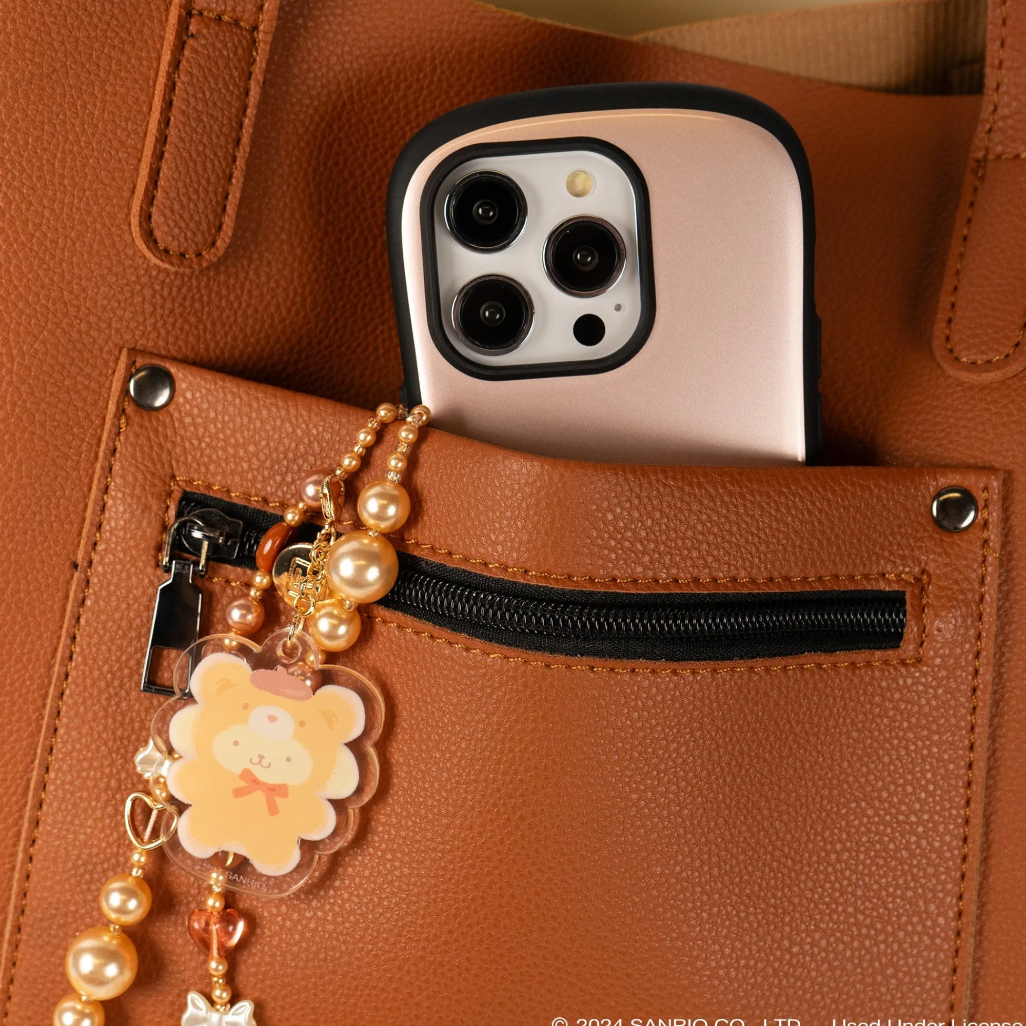 Hamee.com - Hamee US Pompompurin Latte Bear Beaded Charm Mobile Phone Wrist Strap