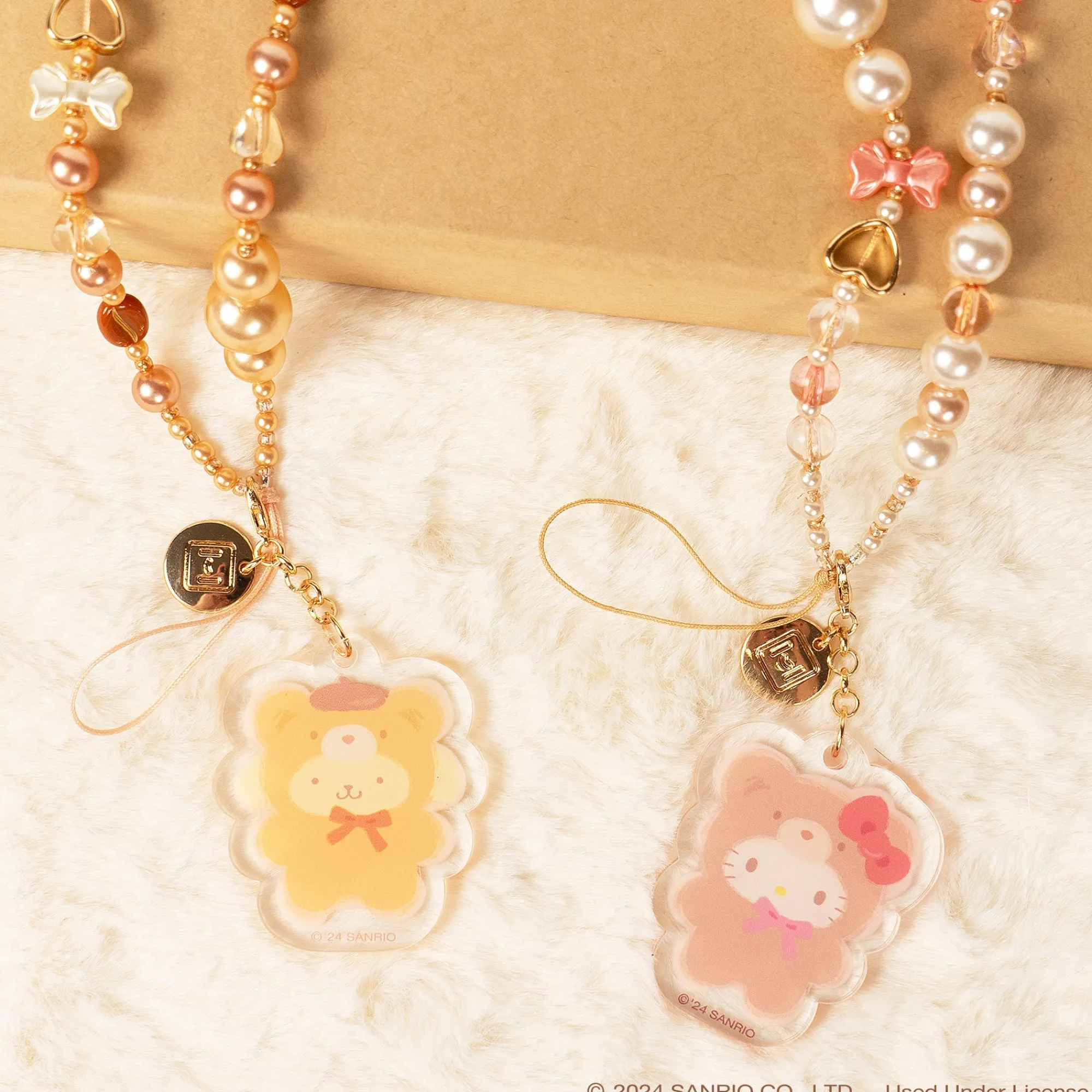 Hamee.com - Hamee US Pompompurin Latte Bear Beaded Charm Mobile Phone Wrist Strap