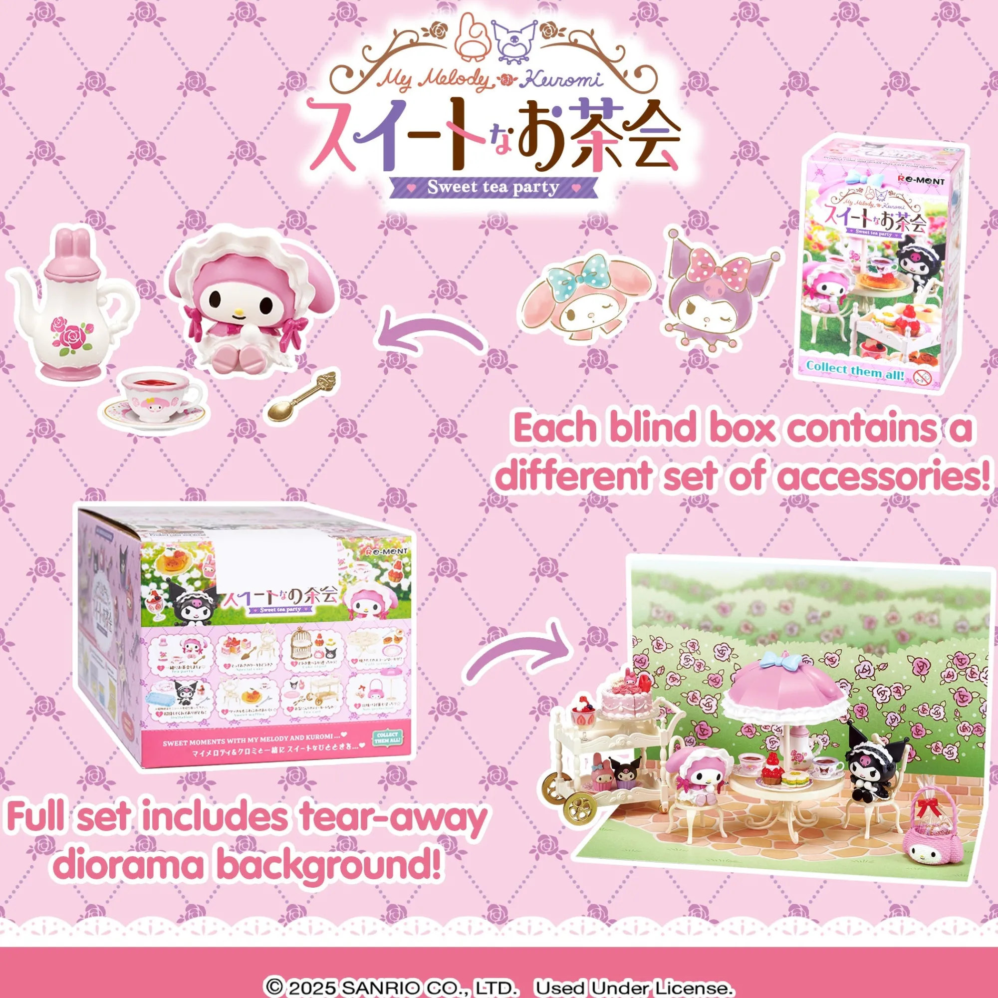 Hamee.com - Hamee US Re-Ment My Melody & Kuromi Sweet Tea Party Blind Box Figure Set