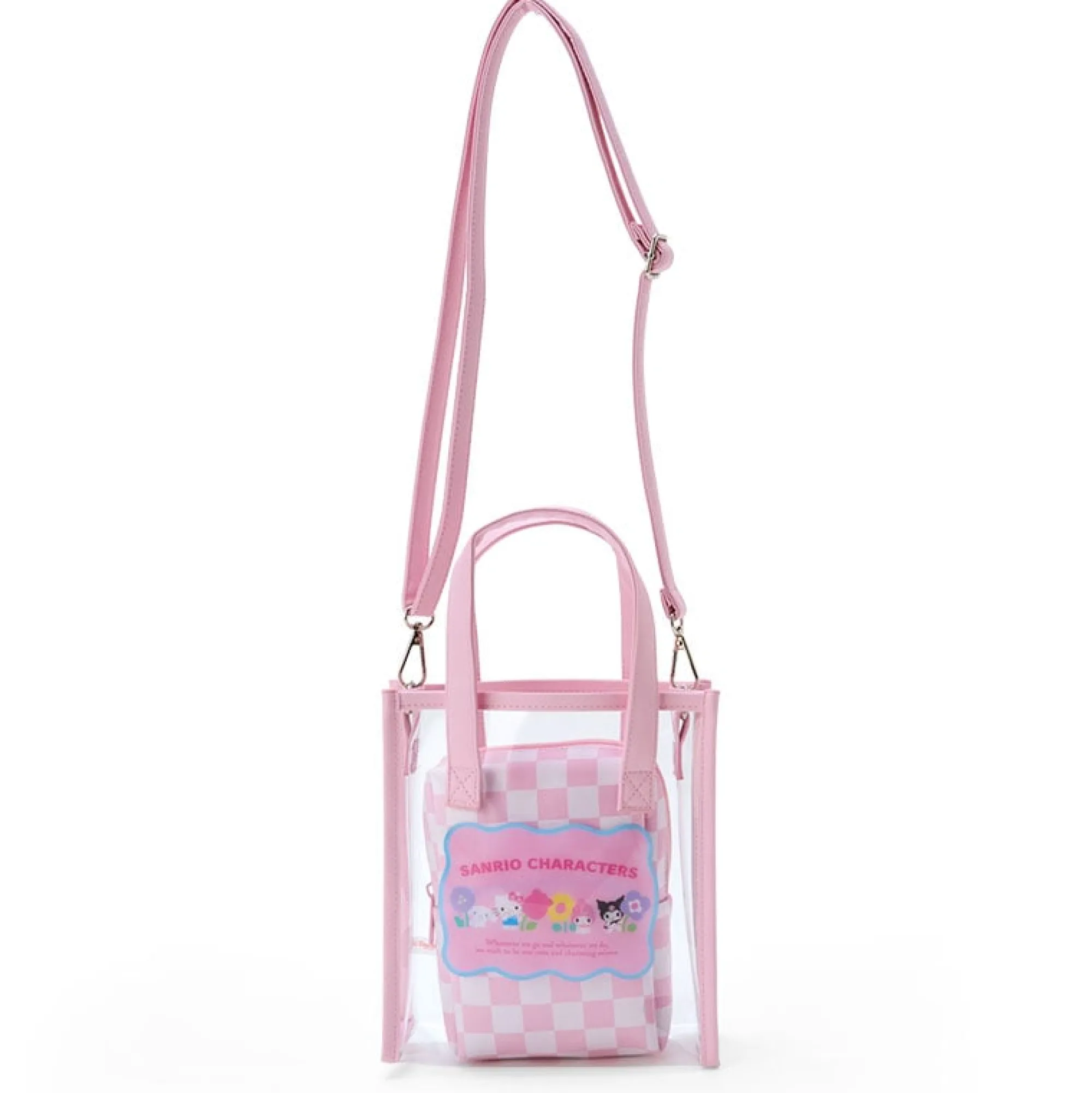 Japan Original Sanrio Characters Clear Convertible Mini Tote (Pastel Check Series)