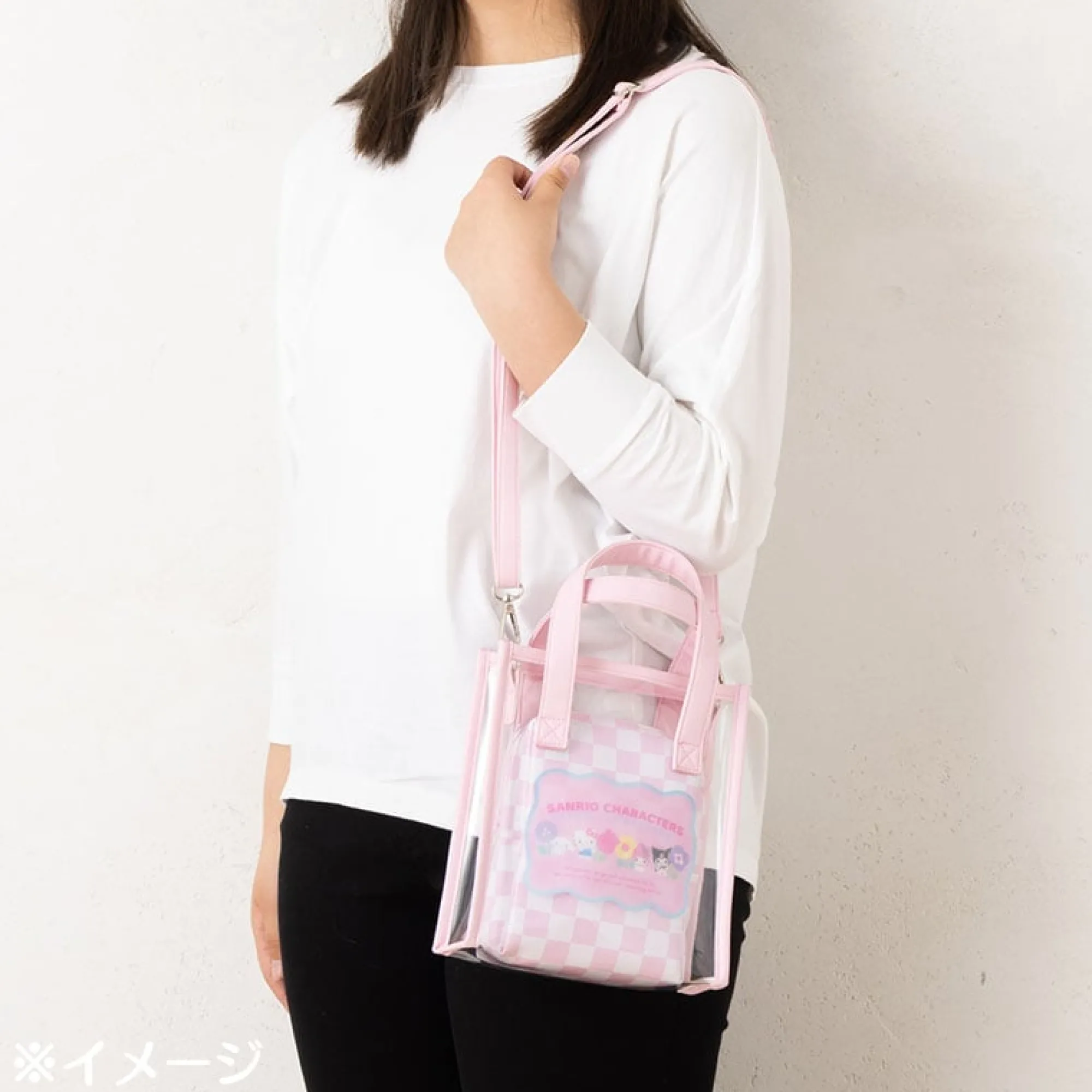 Japan Original Sanrio Characters Clear Convertible Mini Tote (Pastel Check Series)