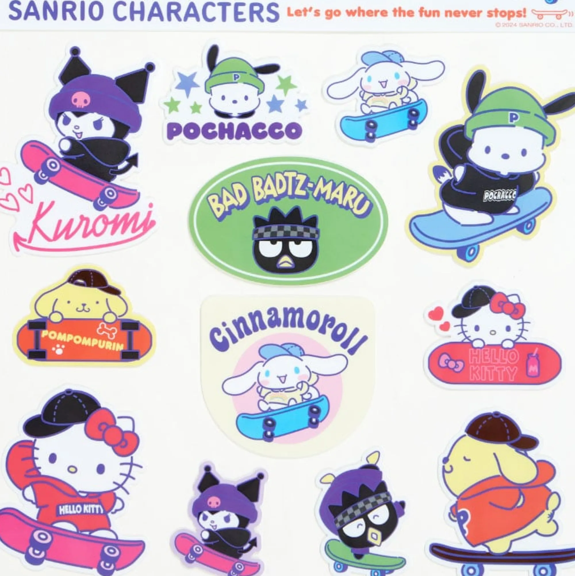 Japan Original Sanrio Characters 13-pc Sticker Sheet (Sk8r Squad Series)