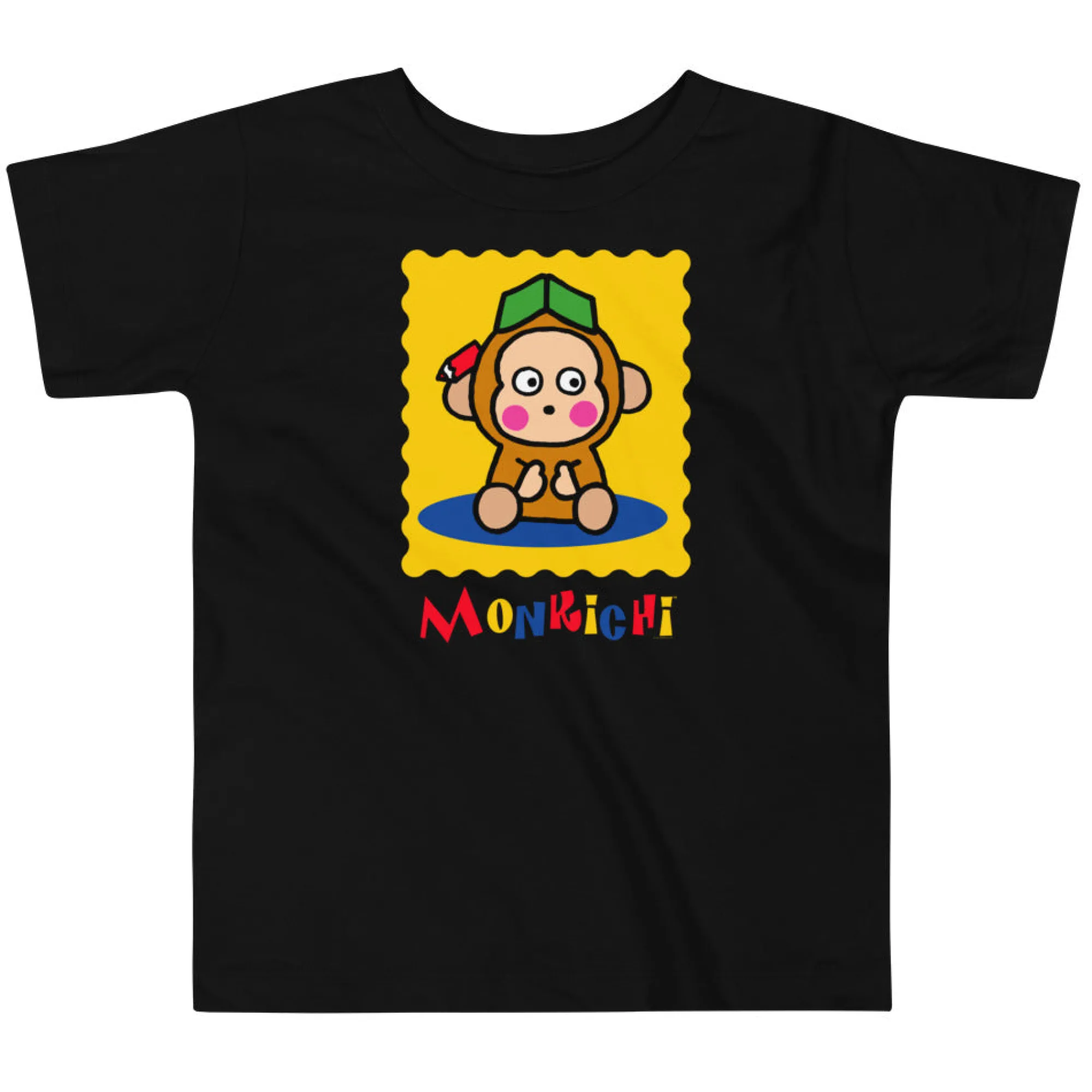 Kids Printful Toddler Monkichi Primary Logo T-Shirt (Black)